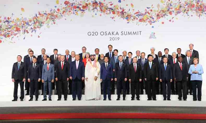 Foto oficial da reunio do G20, em Osaka, Japo (foto: Ludovic MARIN / AFP)