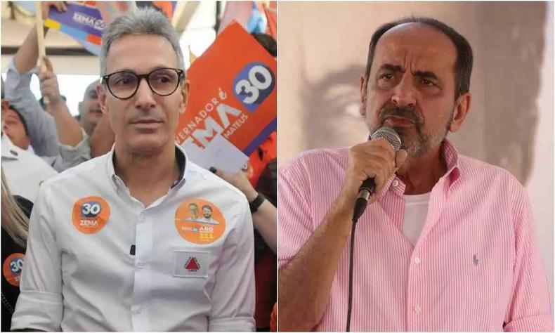 A 10 dias do primeiro turno das eleições, a campanha dos candidatos ao governo de Minas Gerais trabalha para conseguir prejudicar a imagem dos adversários(foto: Gladyston Rodrigues/EM/D.A Press/Edesio Ferreira/EM/D.A Press) Zema e Kalil lado a lado em uma montagem