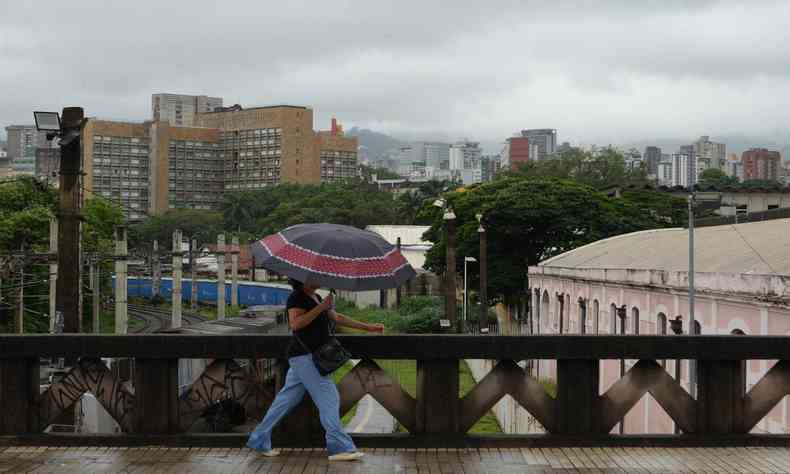 mulher com sombrinha se protegendo da chuva 