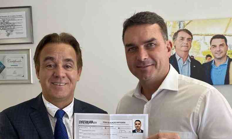 Flvio Bolsonaro se afilia ao Patriota(foto: Redes Sociais/Reproduo)
