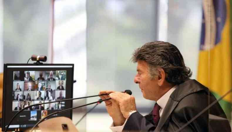 Presidente do STF, ministro Luiz Fux, que comandou a sesso on-line do plenrio que decidiu pela manuteno do deputado bolsonarista Daniel Silveira na priso(foto: Nelson Jr./SCO/STF)