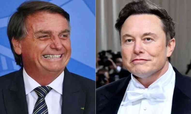 Bolsonaro à esquerda e Elon Musk à direita