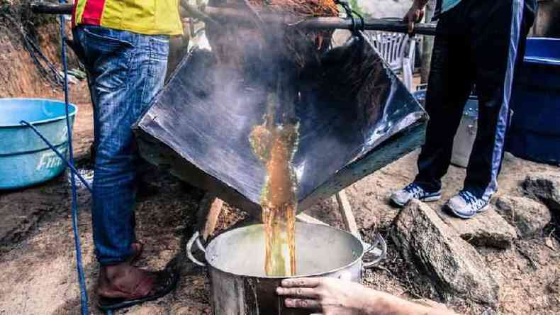 Preparao do ch de ayahuasca na Amaznia