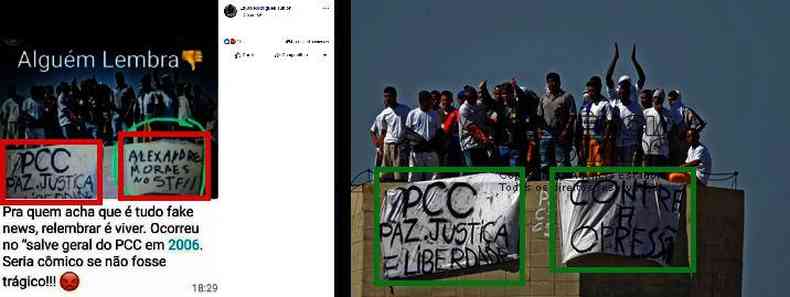 Comparao feita em 29 de maio entre a imagem viralizada ( esquerda) e a foto enviada ao Checamos pelo Estado Contedo