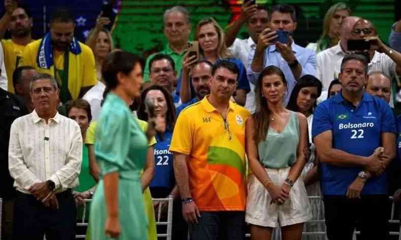 Conveno do PL, para anunciar candidatura de Jair Bolsonaro; Na foto  possvel ver somente Eduardo, j que os outros no compareceram