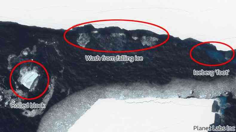 Imagens de satlite mostram partes do iceberg(foto: BBC)