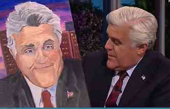 Retrato de Jay Leno, por George W. Bush(foto: Reproduo/Youtube)