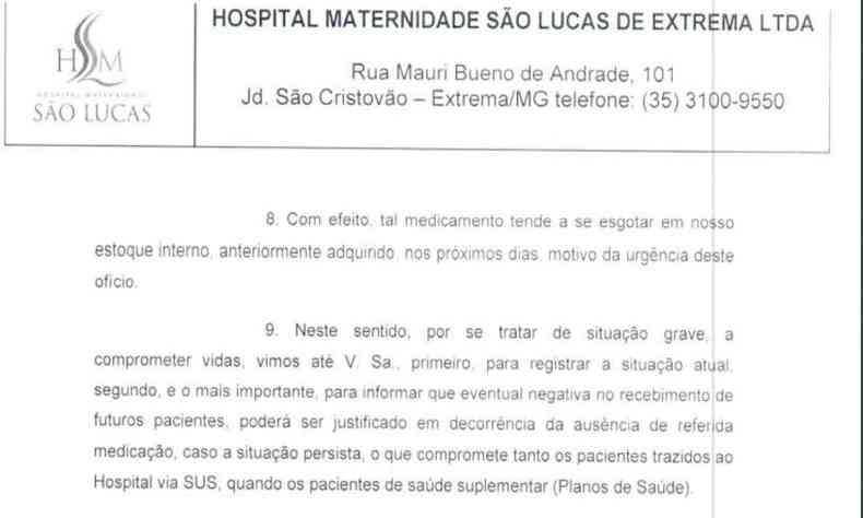 Parte do ofcio enviado s cidades da regio(foto: Reproduo documento)