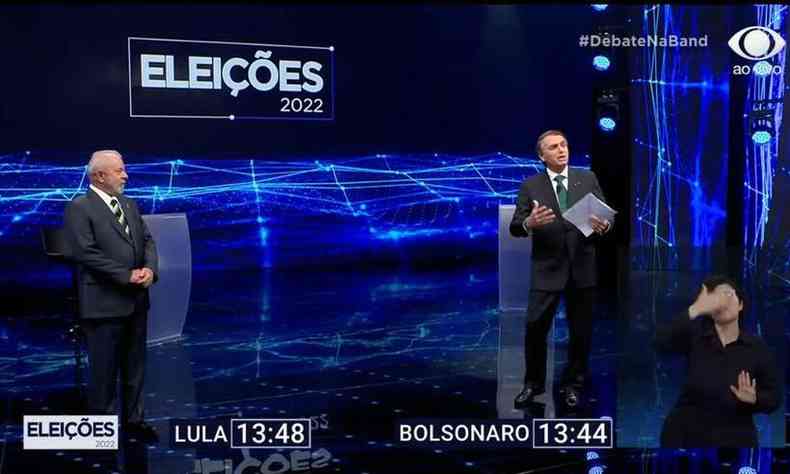 Lula e Bolsonaro no debate da Band