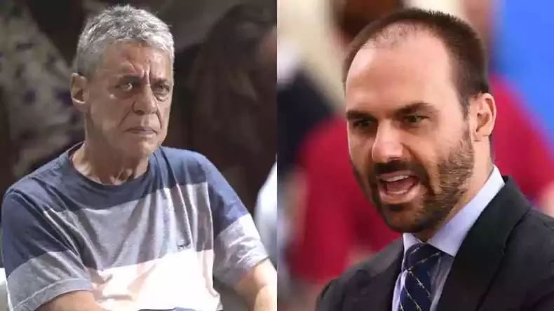 Chico Buarque e Eduardo Bolsonaro(foto: AFP/Mauro Pimentel - AFP/Evaristo Sá) Chico Buarque e Eduardo Bolsonaro