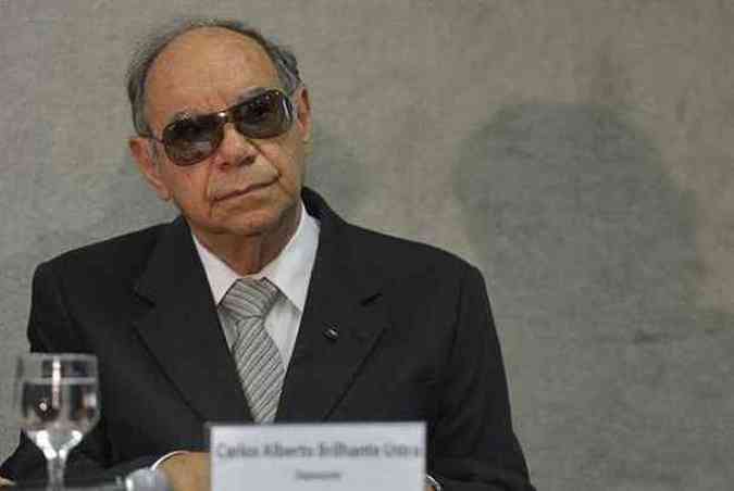 Coronel Carlos Alberto Brilhante Ustra em depoimento  Comisso Nacional da Verdade, em maio de 2013(foto: Wilson Dias/Agncia Brasil)