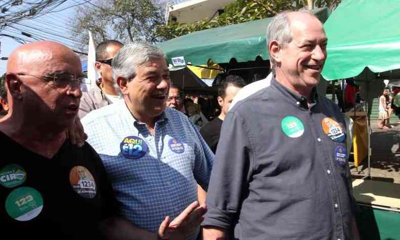 O deputado Mrio Heringer, do PDT, Marcus Pestana e Ciro Gomes em evento em Contagem