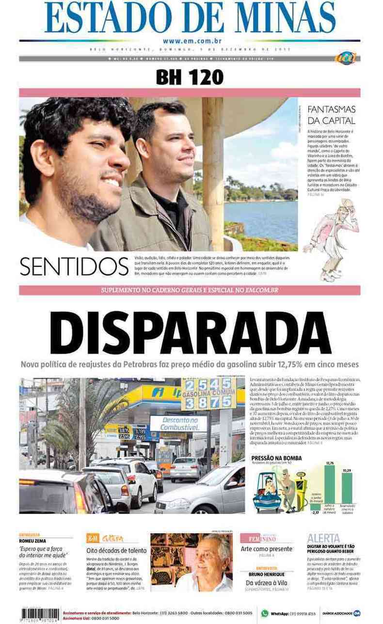Confira a Capa do Jornal Estado de Minas do dia 03/12/2017