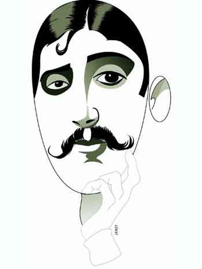 Retrato em desenho do escritor francês Marcel Proust 
