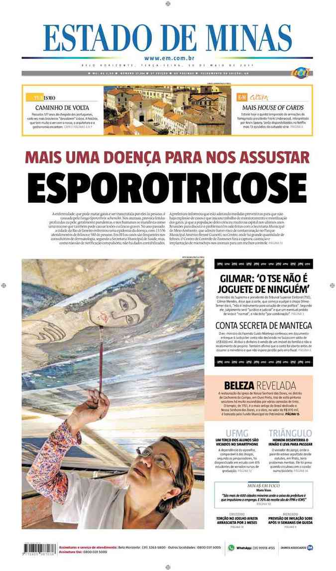 Confira a Capa do Jornal Estado de Minas do dia 30/05/2017