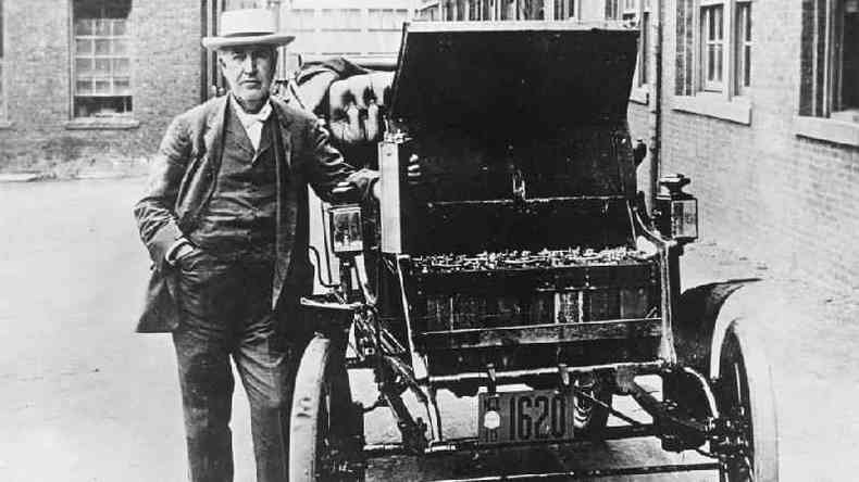 Thomas Edison era o orgulhoso proprietrio de um carro eltrico(foto: Getty Images)