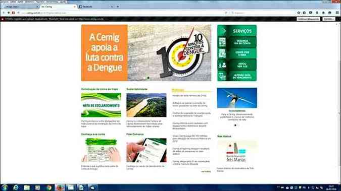 Entre as aes promovidas pela Cemig para combater o Aedes aegypti, est uma campanha no site da empresa(foto: (Reproduo/Internet))