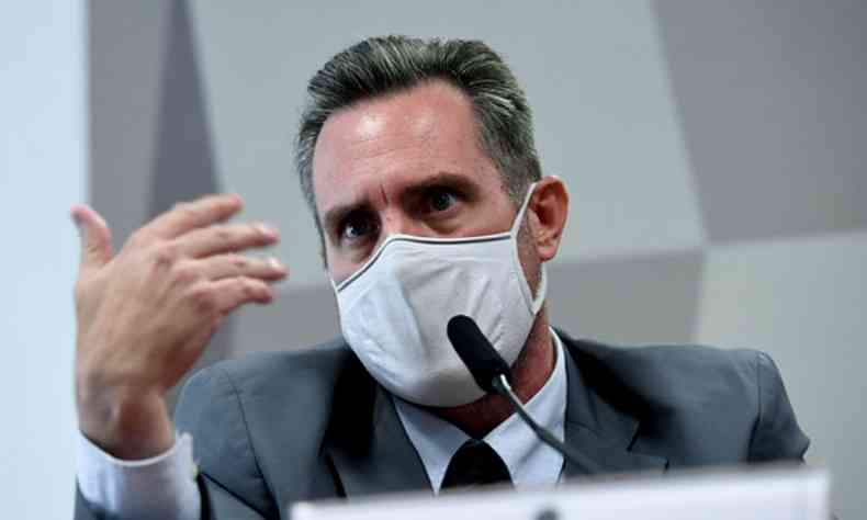 Luiz Paulo Dominguetti Pereira durante depoimento na CPI da COVID(foto: Edilson Rodrigues/Senado)