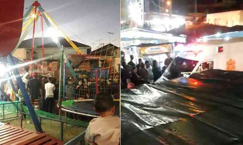 Fotos publicadas em redes sociais mostram a movimentao dos frequentadores do parque de uma ambulncia ontem