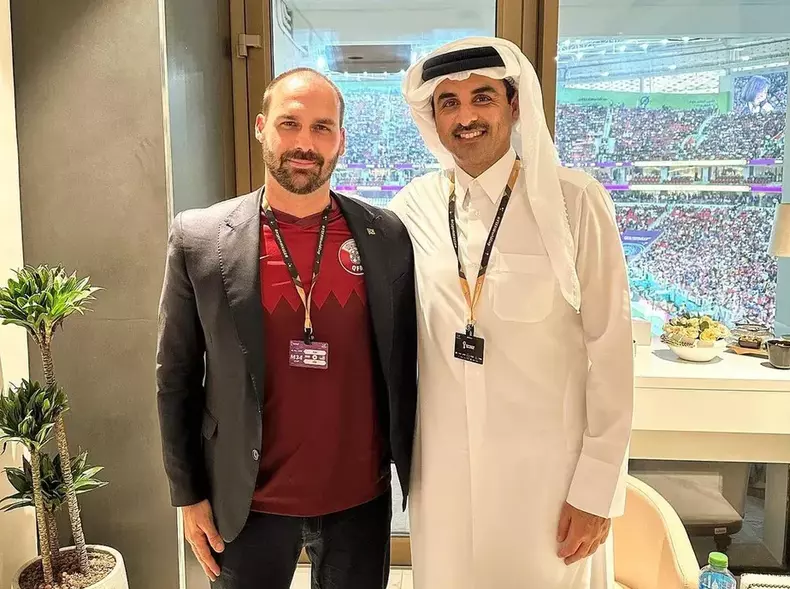 Eduardo Bolsonaro e emir do Catar, Tamim bin Hamad Al Thani 