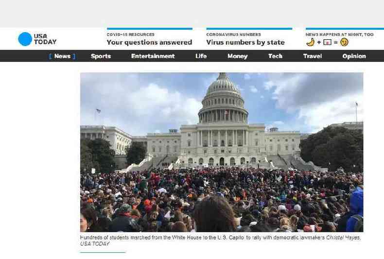 Captura de tela feita em 7 de janeiro de 2021 de foto publicada no site de notcias norte-americano USA Today