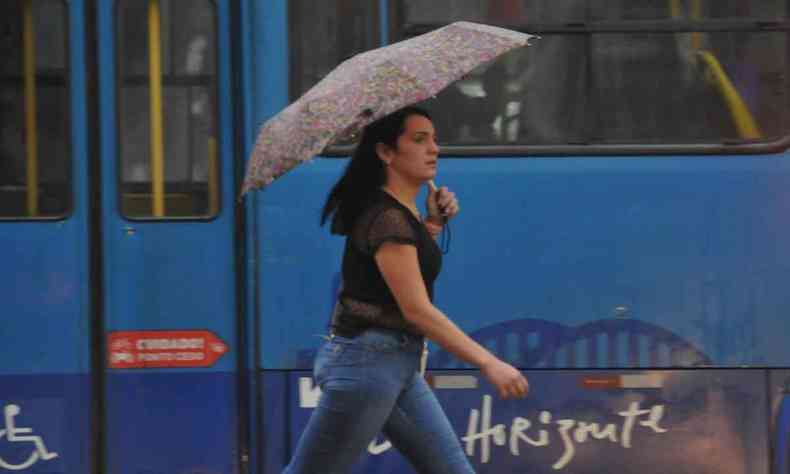 mulher com guarda-chuva na rua