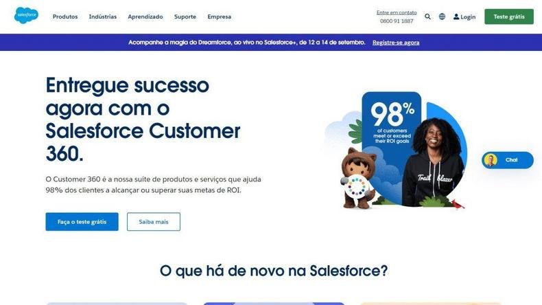 O Salesforce tem um conjunto de solues com foco em atendimento e relacionamento com o cliente