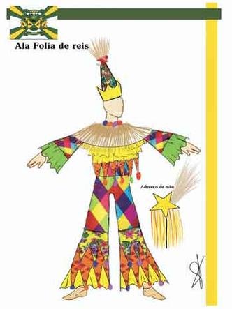 Fantasia criada para a ala folia de reis da escola de samba Imperatriz de Venda Nova