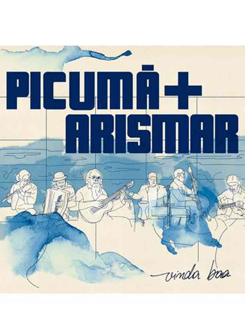 Desenho da capa do disco Vinda boa mostra Arismar do Esprito Santo e integrantes do grupo Picum