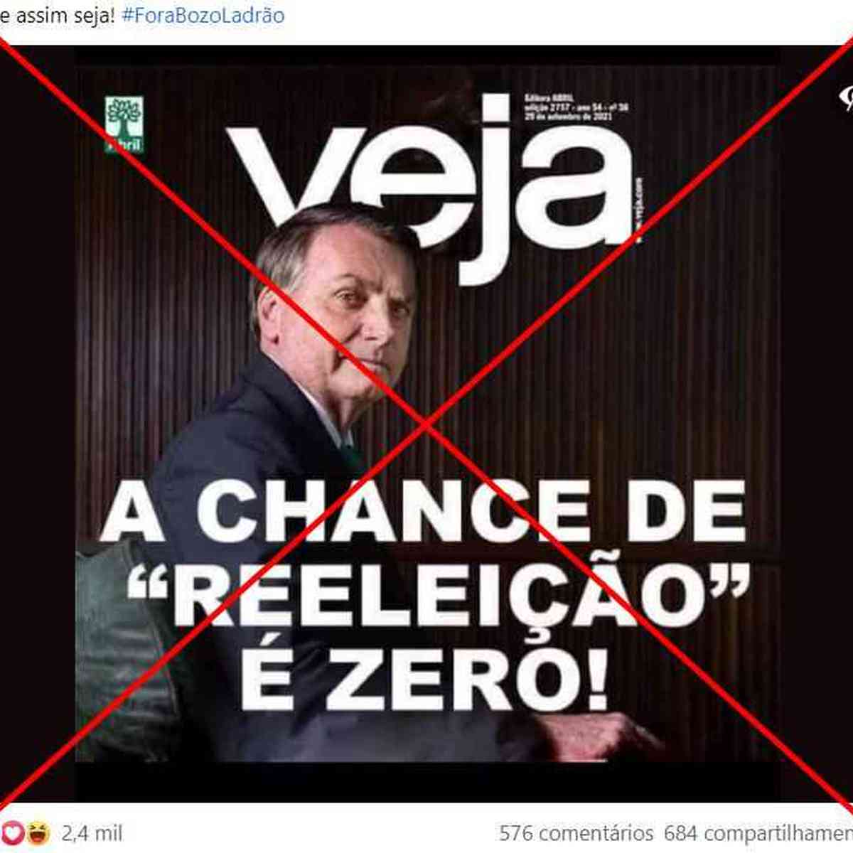 para donar Arrestar sinsonte É uma montagem a capa da revista Veja dizendo que Bolsonaro tem zero chance  de ser reeleito - Internacional - Estado de Minas