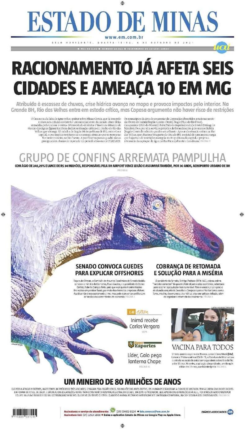 Confira a Capa do Jornal Estado de Minas do dia 06/10/2021