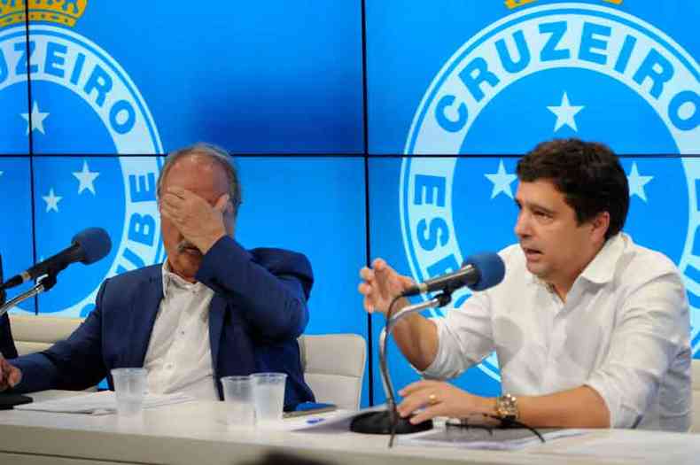 O presidente Wagner Pires de S e o vice-presidente de futebol do Cruzeiro, Itair Machado