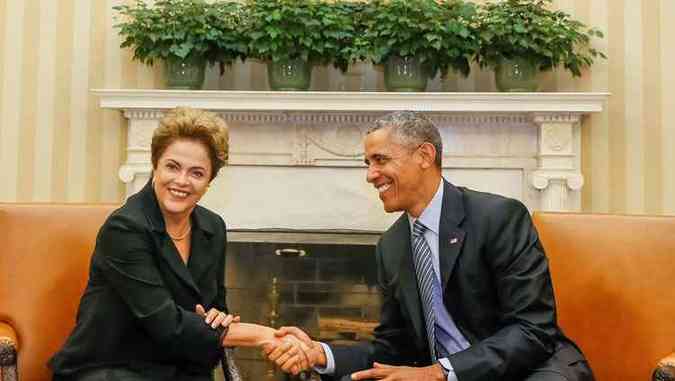 Presidente Dilma Rousseff durante reunio de trabalho com o presidente Barack Obama(foto: Roberto Stuckert Filho/PR)
