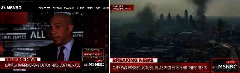 Comparao de um fotograma da MSNBC ao vivo (esquerda) com a imagem compartilhada no Facebook