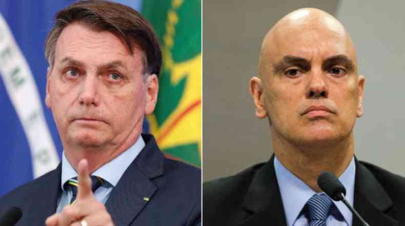 O presidente Bolsonaro e o ministro Alexandre de Moraes, do STF