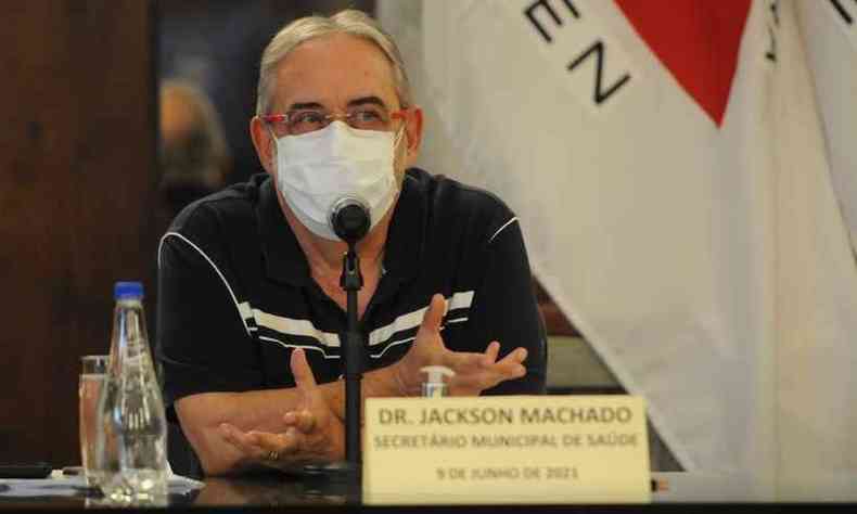 Secretrio Jackson machado durante coletiva de imprensa na tarde desta quarta-feira(foto: Tulio Santos/EM/D.A press)