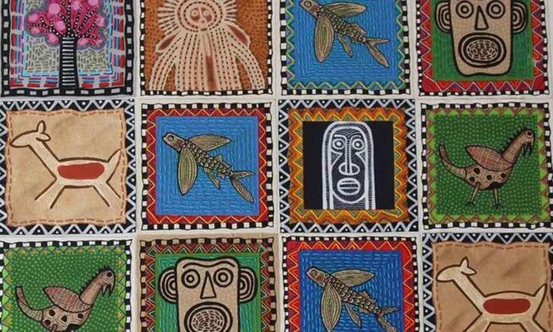 Pintura de Tmara Sardinha mostra figuras que remetem a plantas e animais 