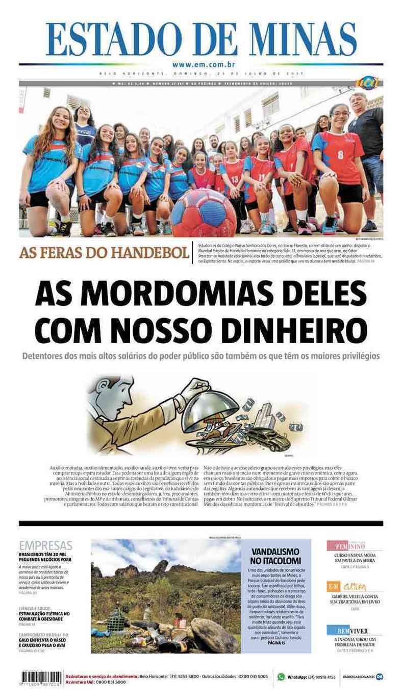 Confira a Capa do Jornal Estado de Minas do dia 23/07/2017