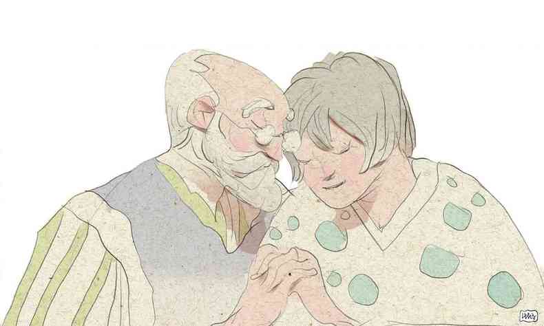 ilustrao de um casal de idosos