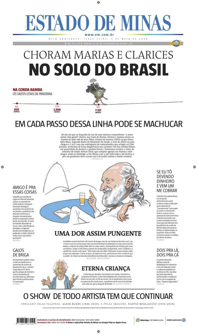 Confira a Capa do Jornal Estado de Minas do dia 05/05/2020(foto: Estado de Minas)