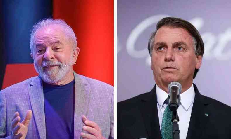Montagem: Lula na esquerda e Bolsonaro, na direita