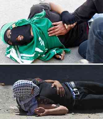 Imagens dos dois jovens palestinos atingidos por tiros durante manifestao(foto: ABBAS MOMANI/AFP)