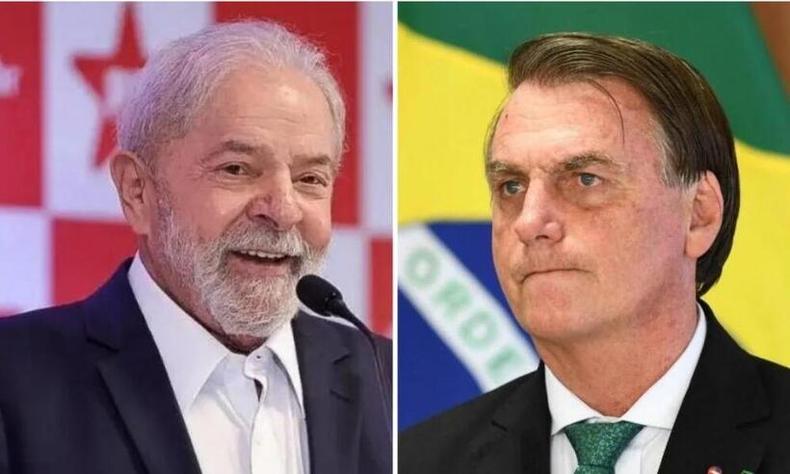 Montagem de fotos:  esquerda, Lula e,  direita, Bolsonaro