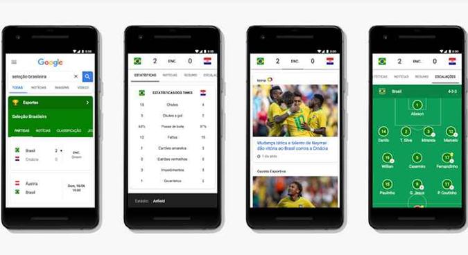 Busca do Google traz novidades para a Copa do Mundo, como o placar em tempo real(foto: Divulgação/Google) Busca do Google traz novidades para a Copa do Mundo, como o placar em tempo real(foto: Divulgação/Google)