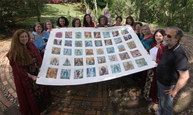 Após meses de muito capricho e dedicação, painel bordado com 40 imagens de Nossa Senhora e Santa Maria Madalena ficou pronto para seguir para o Vaticano (foto: Edésio Ferreira/EM/DA Press) Após meses de muito capricho e dedicação, painel bordado com 40 imagens de Nossa Senhora e Santa Maria Madalena ficou pronto para seguir para o Vaticano (foto: Edésio Ferreira/EM/DA Press)