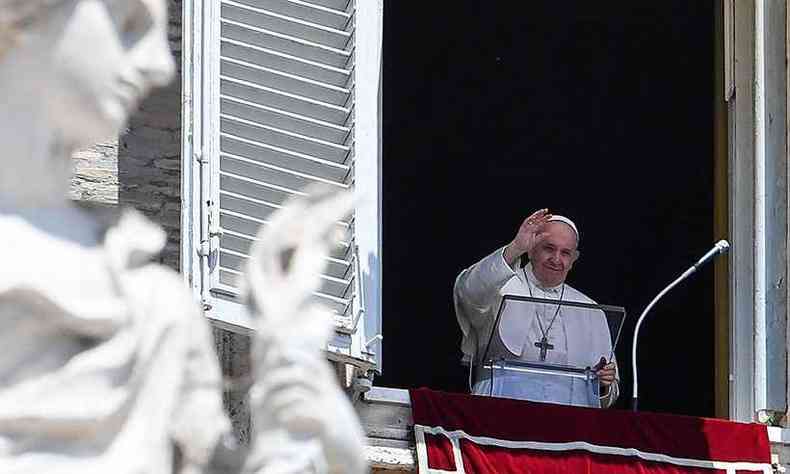 Papa Francisco neste domingo (7), no Vaticano(foto: Andreas Solaro/AFP)