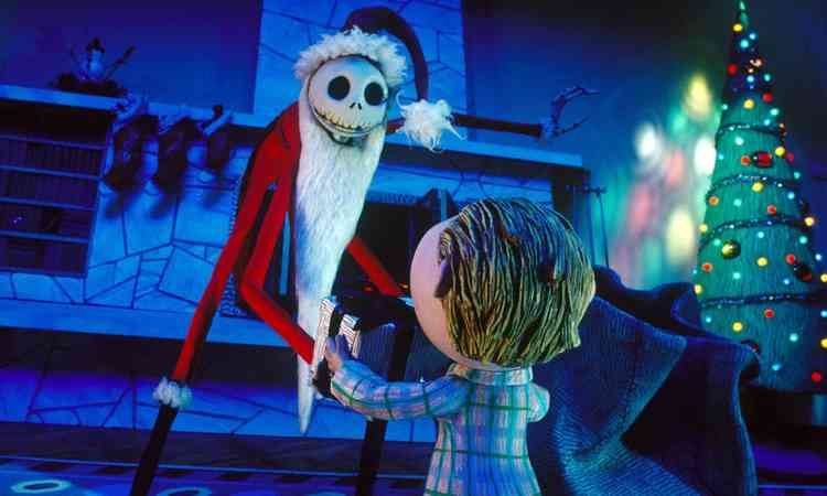 Jack Esqueleto vestido de Papai Noel