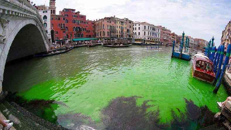 Mancha verde no canal de Veneza