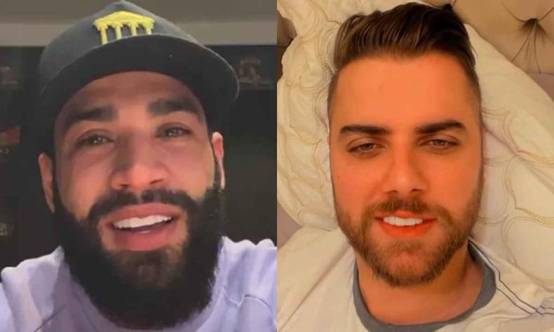Frame de lives em redes sociais dos artistas Gusttavo Lima e Z Neto, que faz dupla com Cristiano.