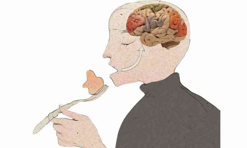 Homem comendo e os efeitos no crebro